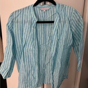 Colorful Striped Button-Up Linen Shirt